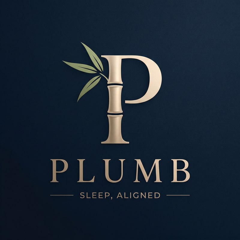 Logo option D: serif P with prominent segmented bamboo culm and leaves, on midnight navy background.
