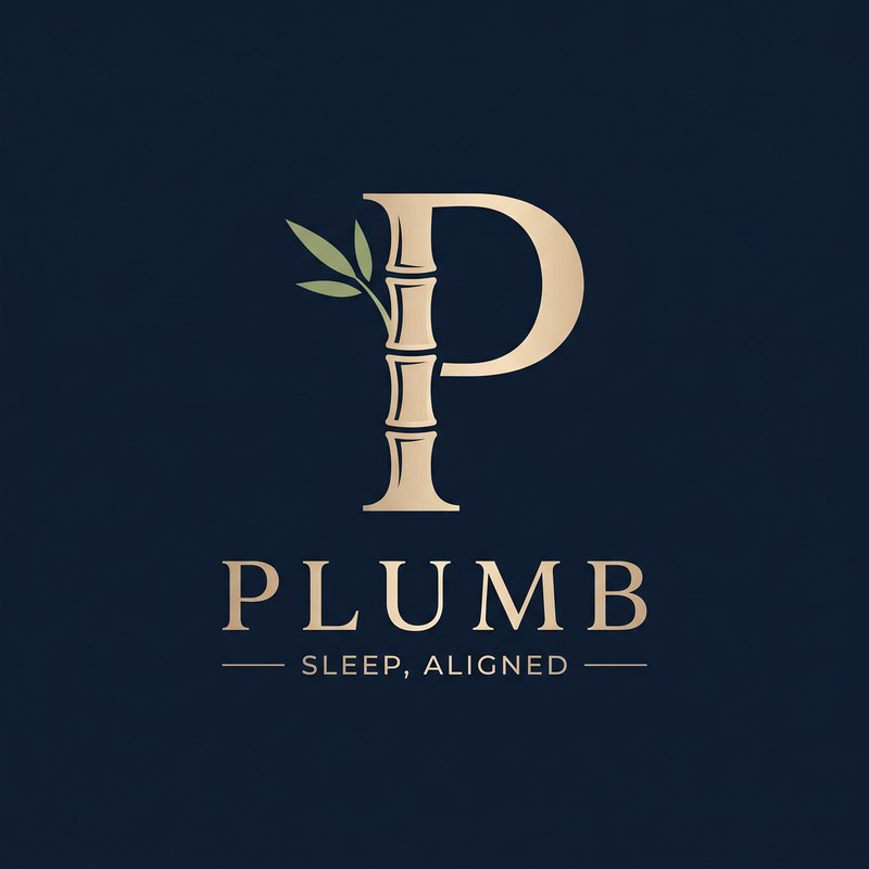 Logo option E: serif P with a four-segment bamboo culm and sage-green leaves, on midnight navy background.